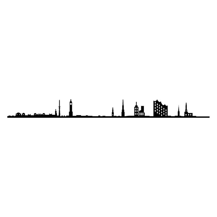 Wallity Hamburg Skyline Escultura de pared negra